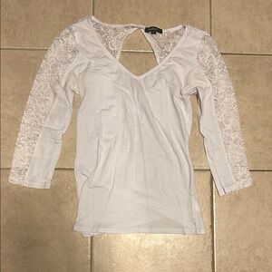 Elegant White Lace Sleeve Top